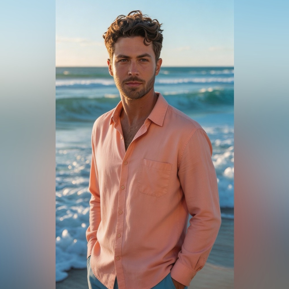 01. ALGO Men's Casual Button-Down Long Sleeve Performance Shirt Size XL